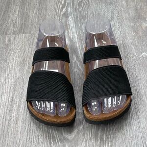 Birki's Black Elastic Strap Sandals Size 4